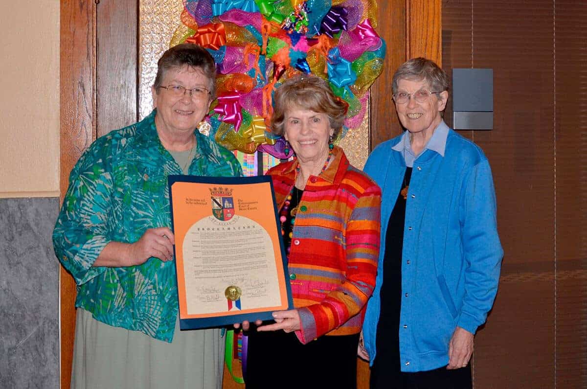 Pictured from left to right: Sister Margaret Snyder, Michele O'Brien and Sister Juanita Albracht.