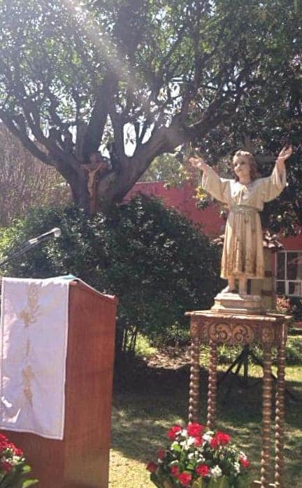 Mass for the day of the Incarnate Word was celebrated in the garden of the CIW University in Mexico